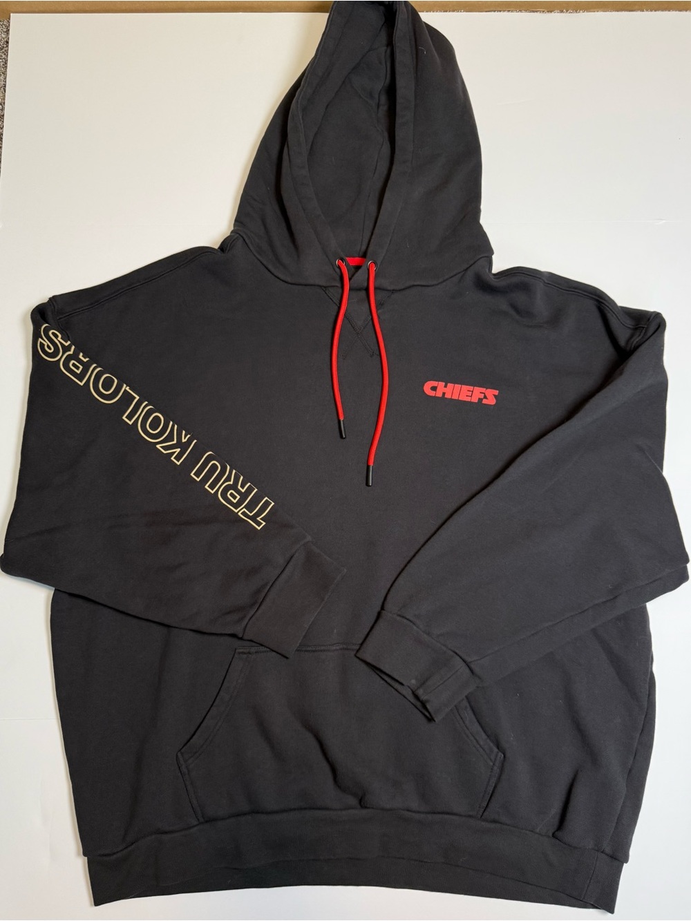 NWT Tru Kolors Kansas City Chiefs NFL Pullover Hoodie Black/Red Travis Kelce 3XL